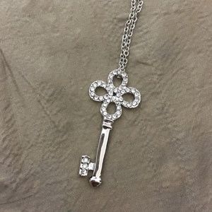 3/$25 ** White gold plated key pendant necklace